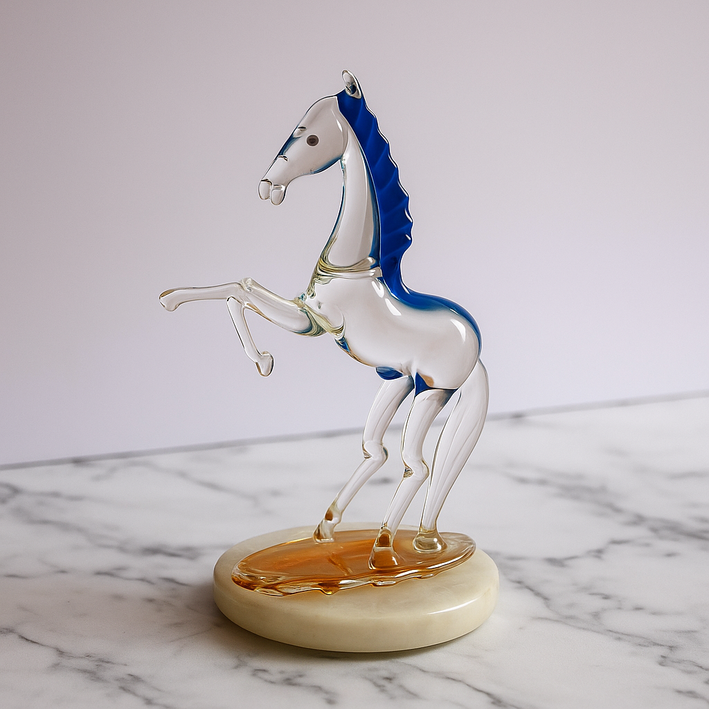 Blue Mane Stallion | Handcrafted Glass Horse