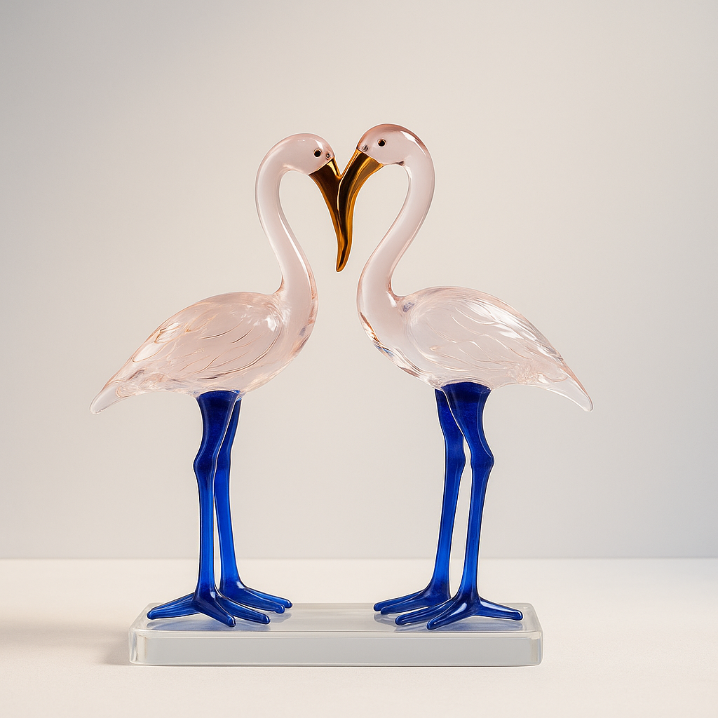 Blush Bond | Flamingo Lovebirds in Glass