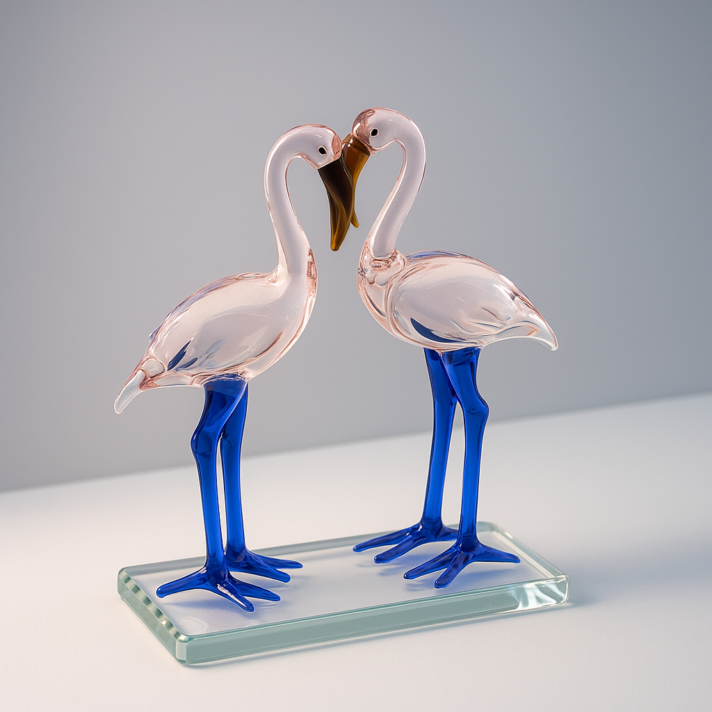 Blush Bond | Flamingo Lovebirds in Glass