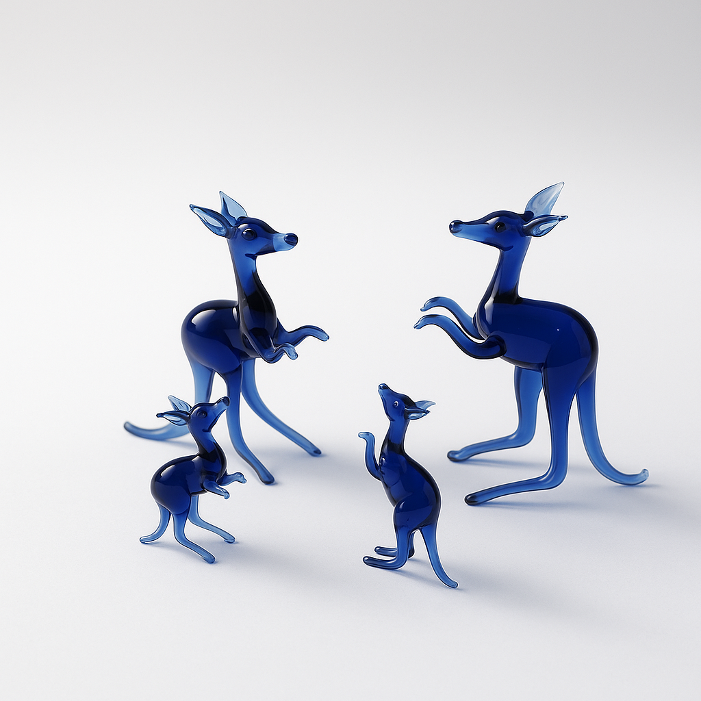 Outback Hues | Glass Kangaroo Family