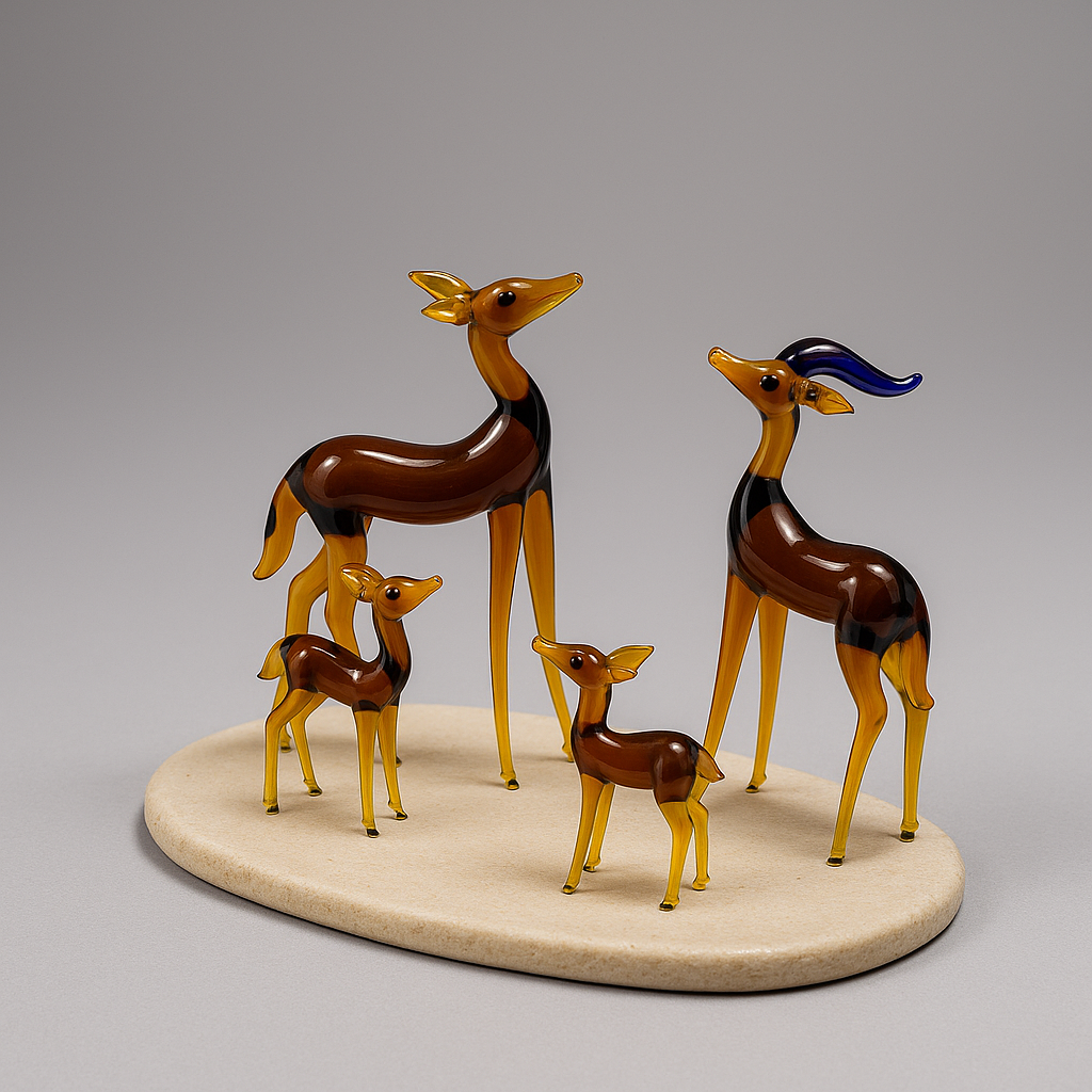 Golden Grove | Amber Glass Deer Family