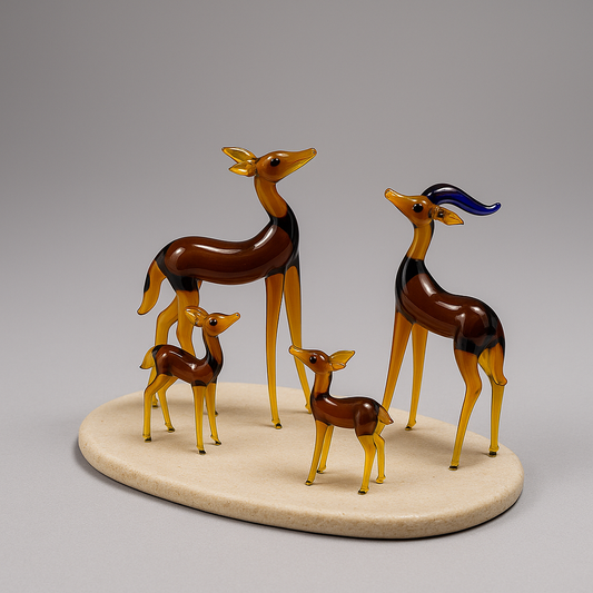 Golden Grove | Amber Glass Deer Family