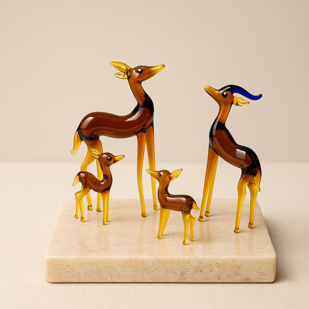 Golden Grove | Amber Glass Deer Family