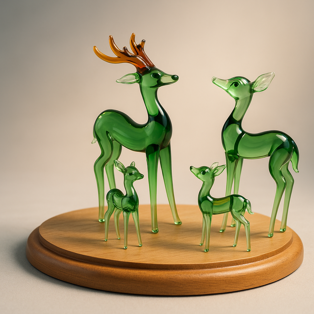 Forest Echo | Green Glass Deer Family