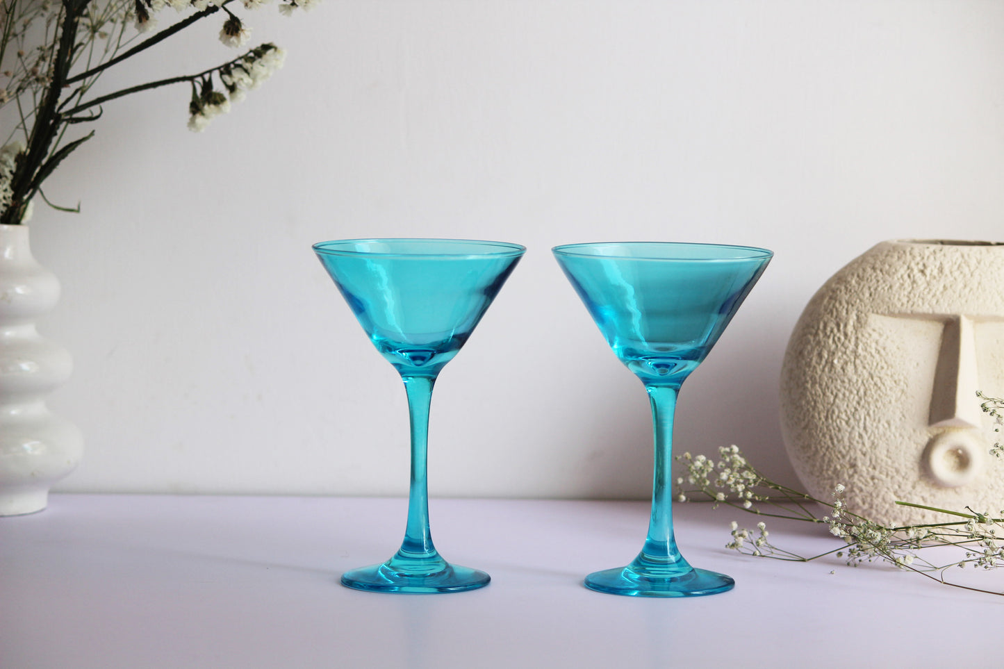 Clear Blue Martini Glass | Set of 2