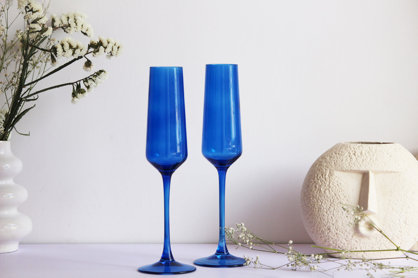 Jewel Blue Flute Glass | Set of 2