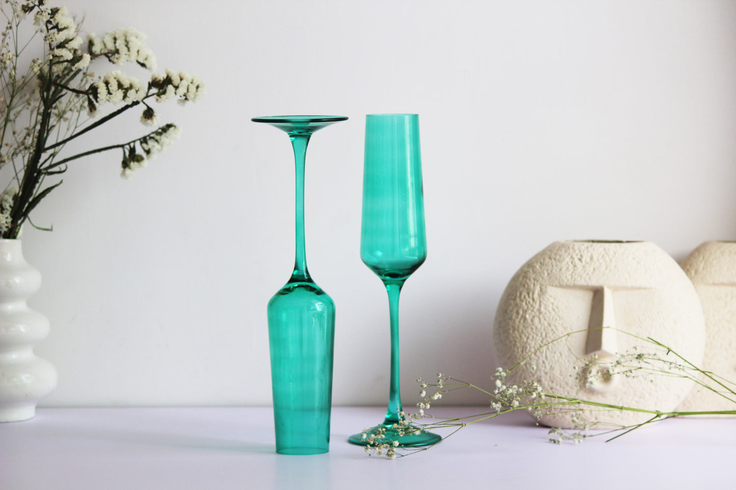 Emerald Green Flute Glass | Set of 2
