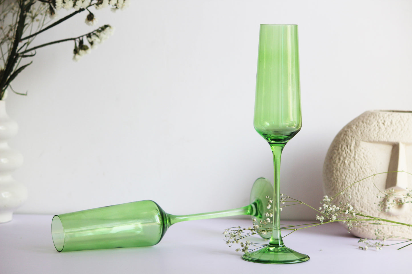 Lime Green Flute Glass | Set of 2