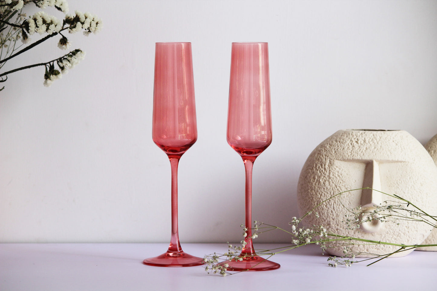 Pretty Peach Flute Glass | Set of 2