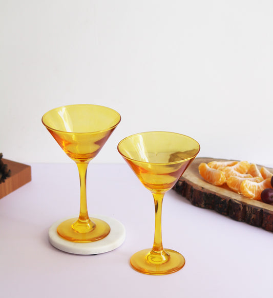 Golden Yellow Martini Glass | Set of 2
