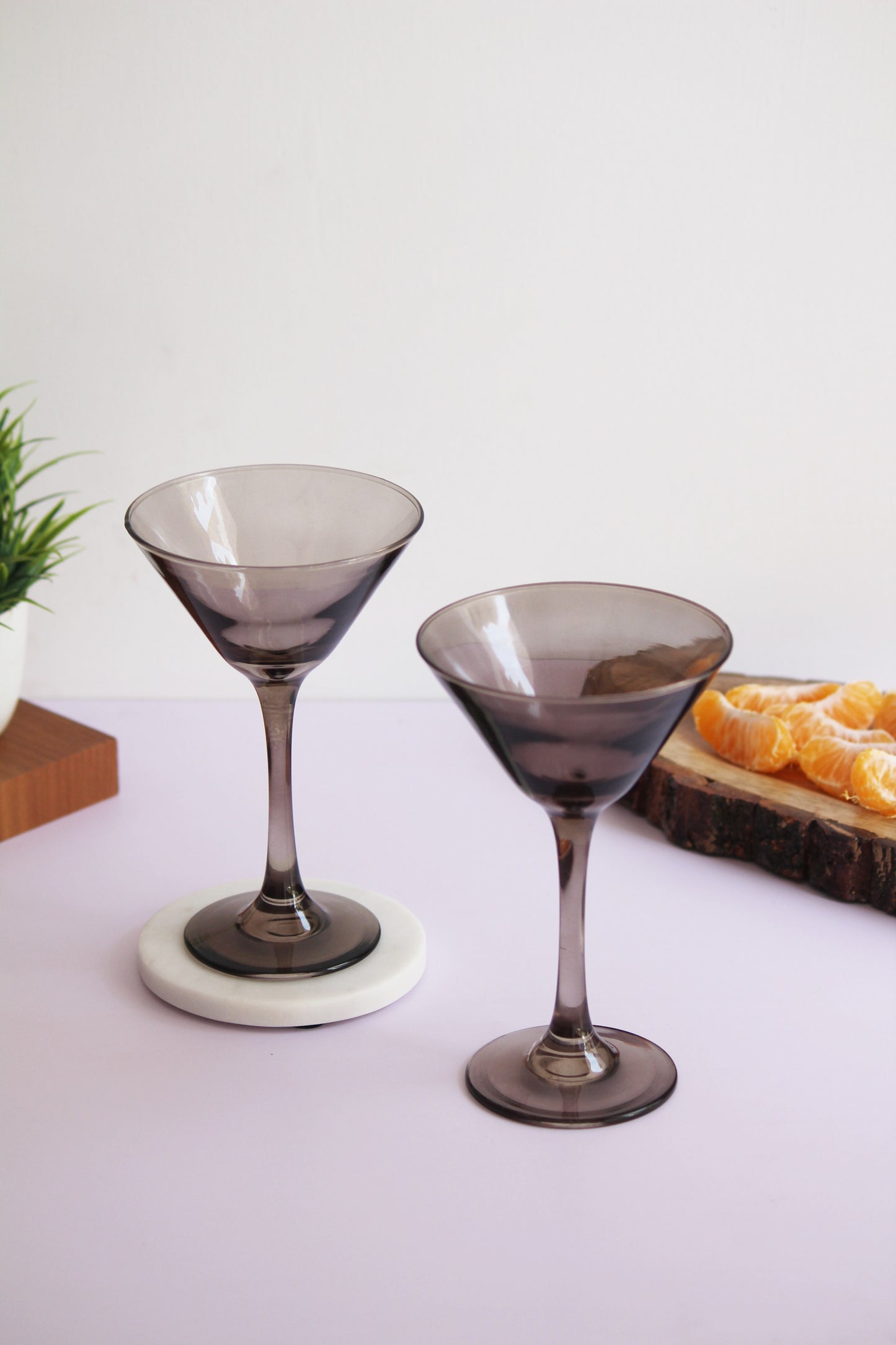 Smoke Grey Martini Glass | Set of 2