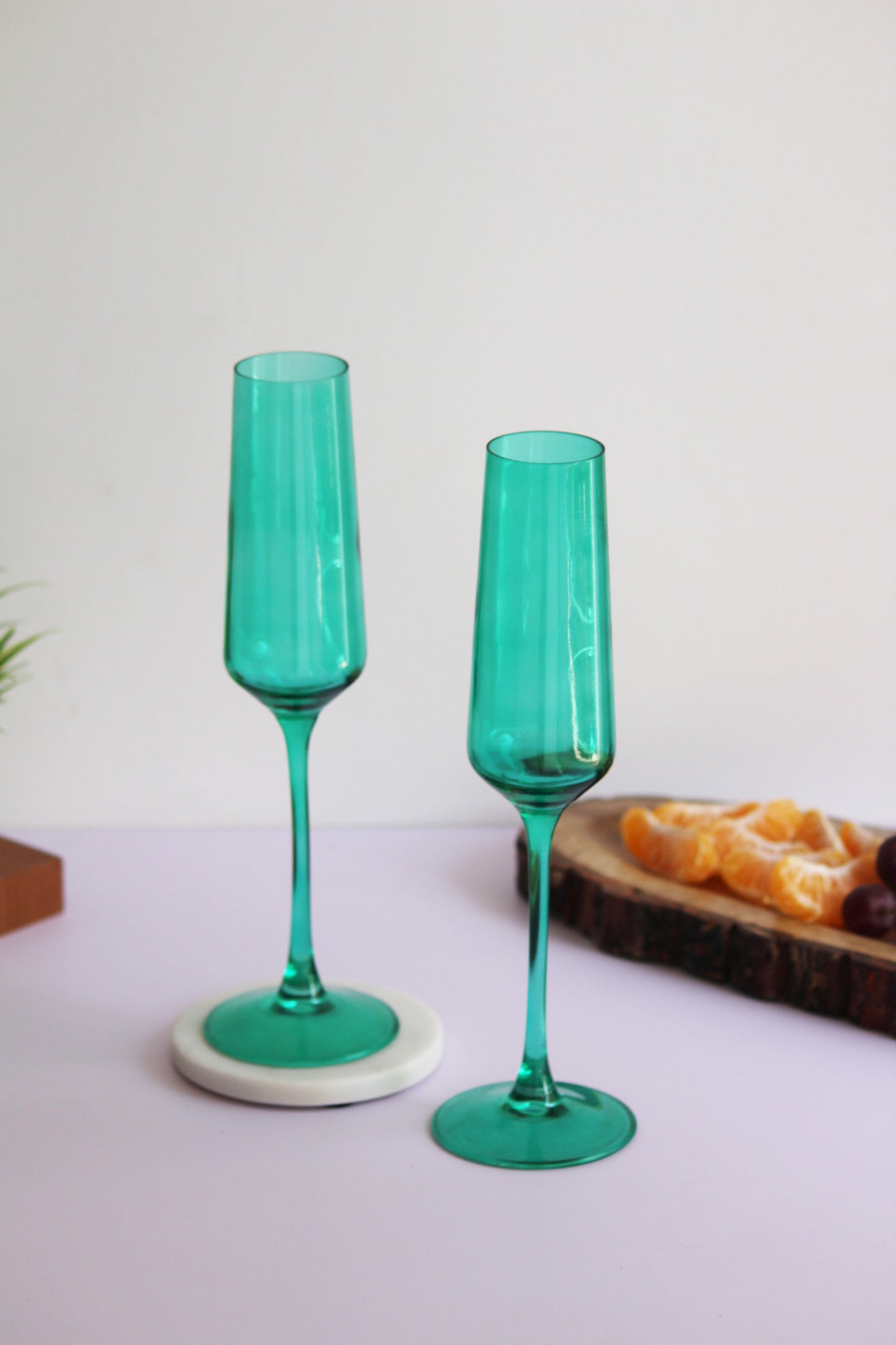 Emerald Green Flute Glass | Set of 2