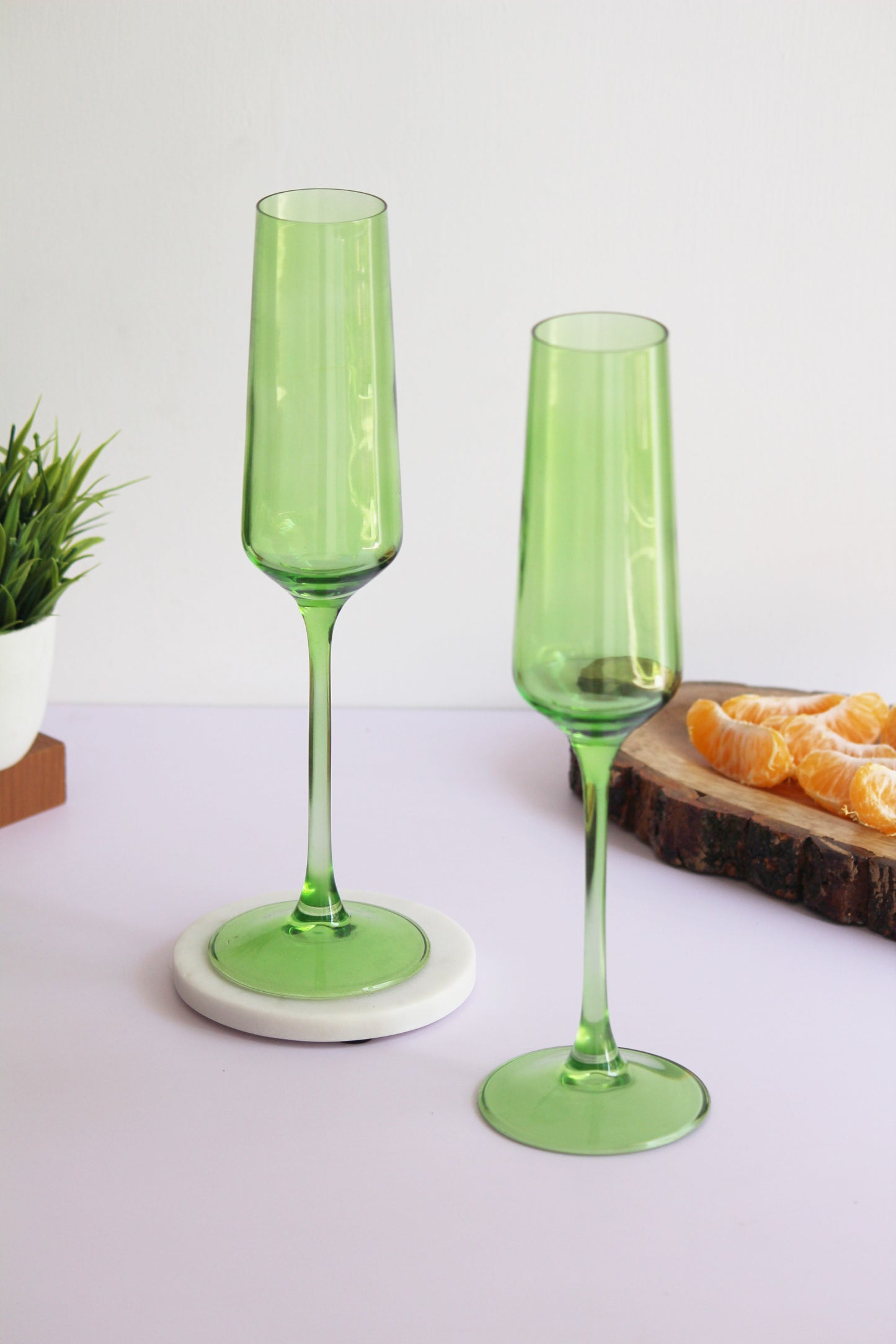 Lime Green Flute Glass | Set of 2