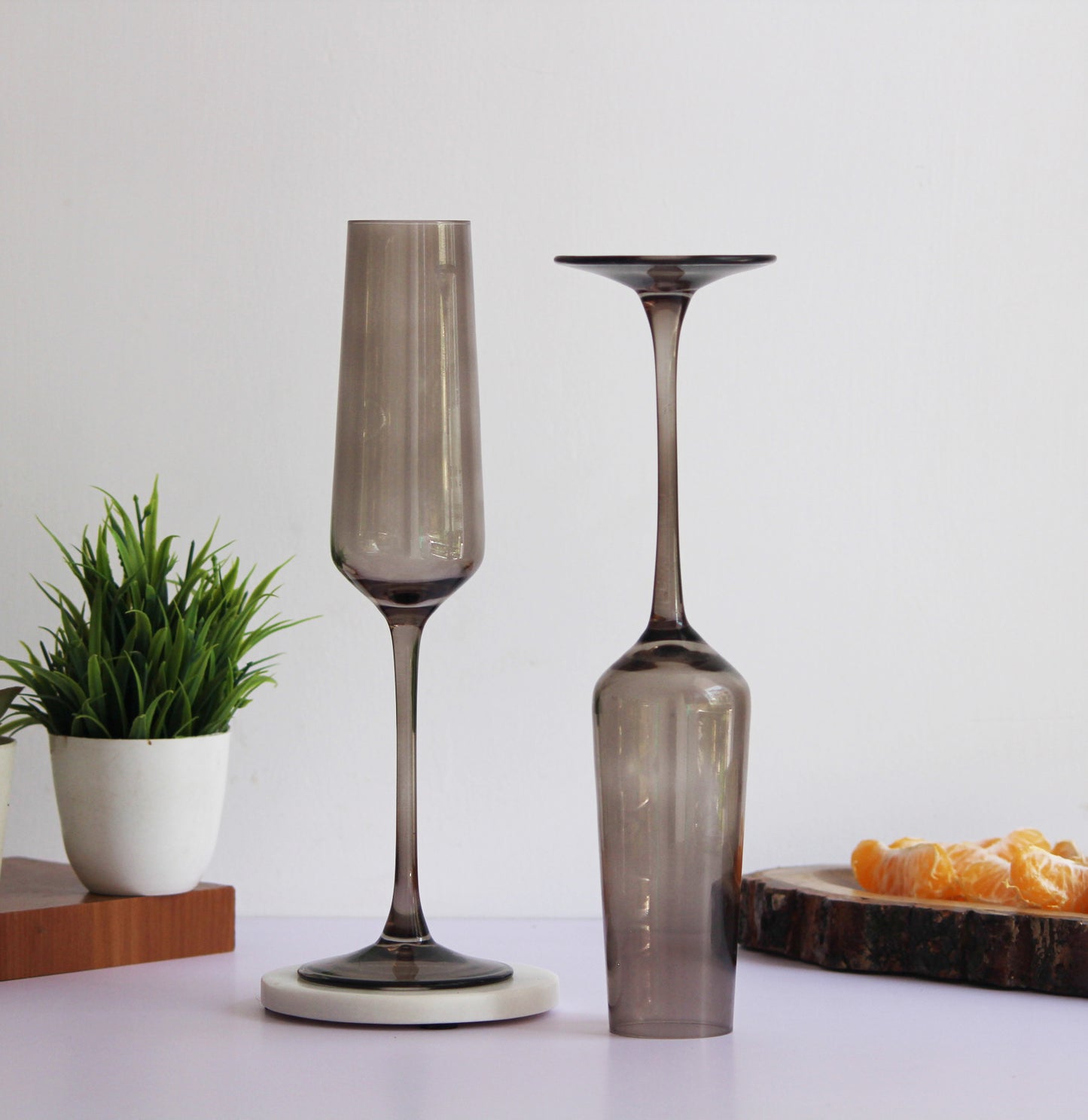 Smoke Grey Flute Glass | Set of 2