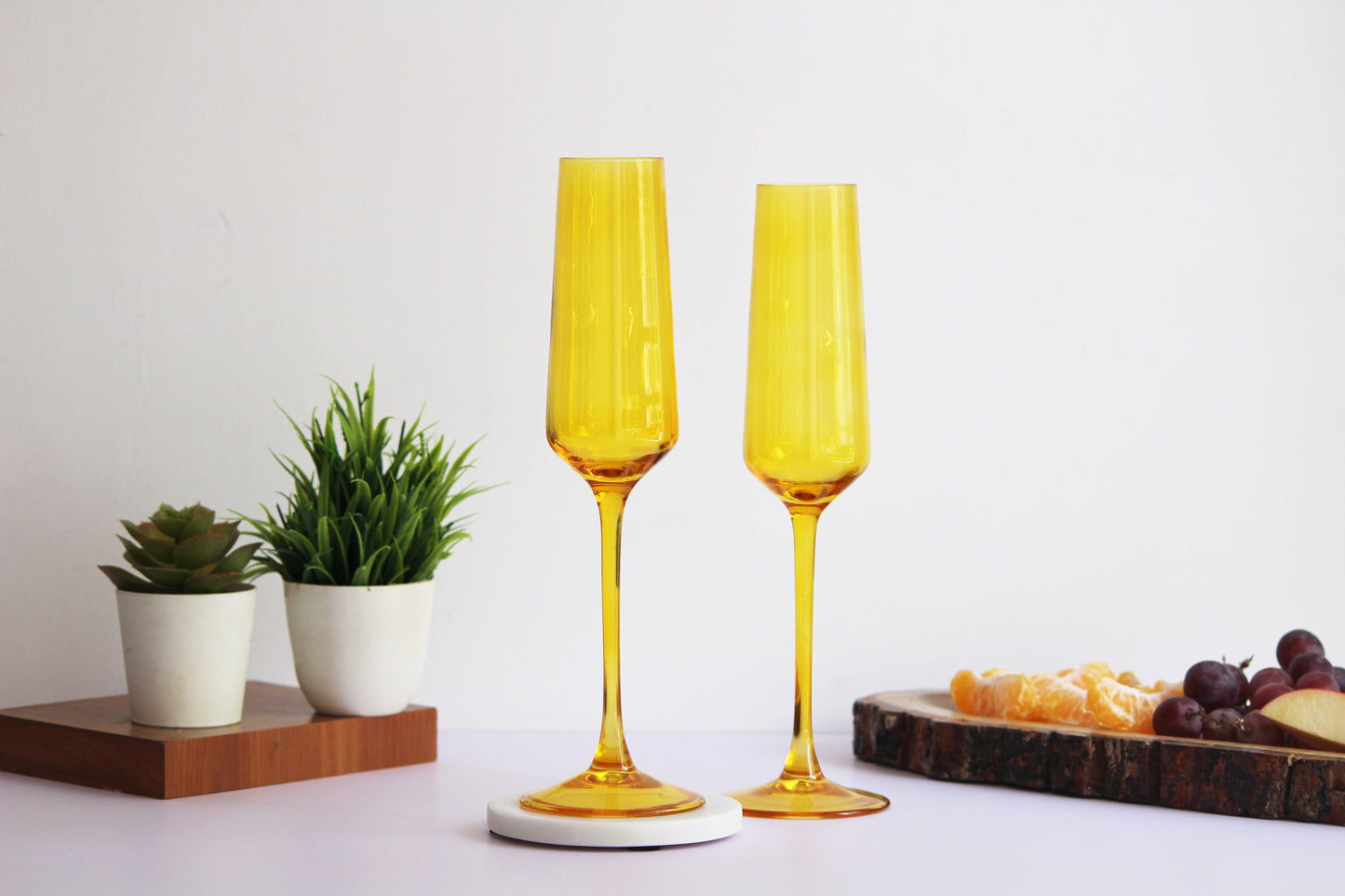 Golden Yellow Flute Glass | Set of 2