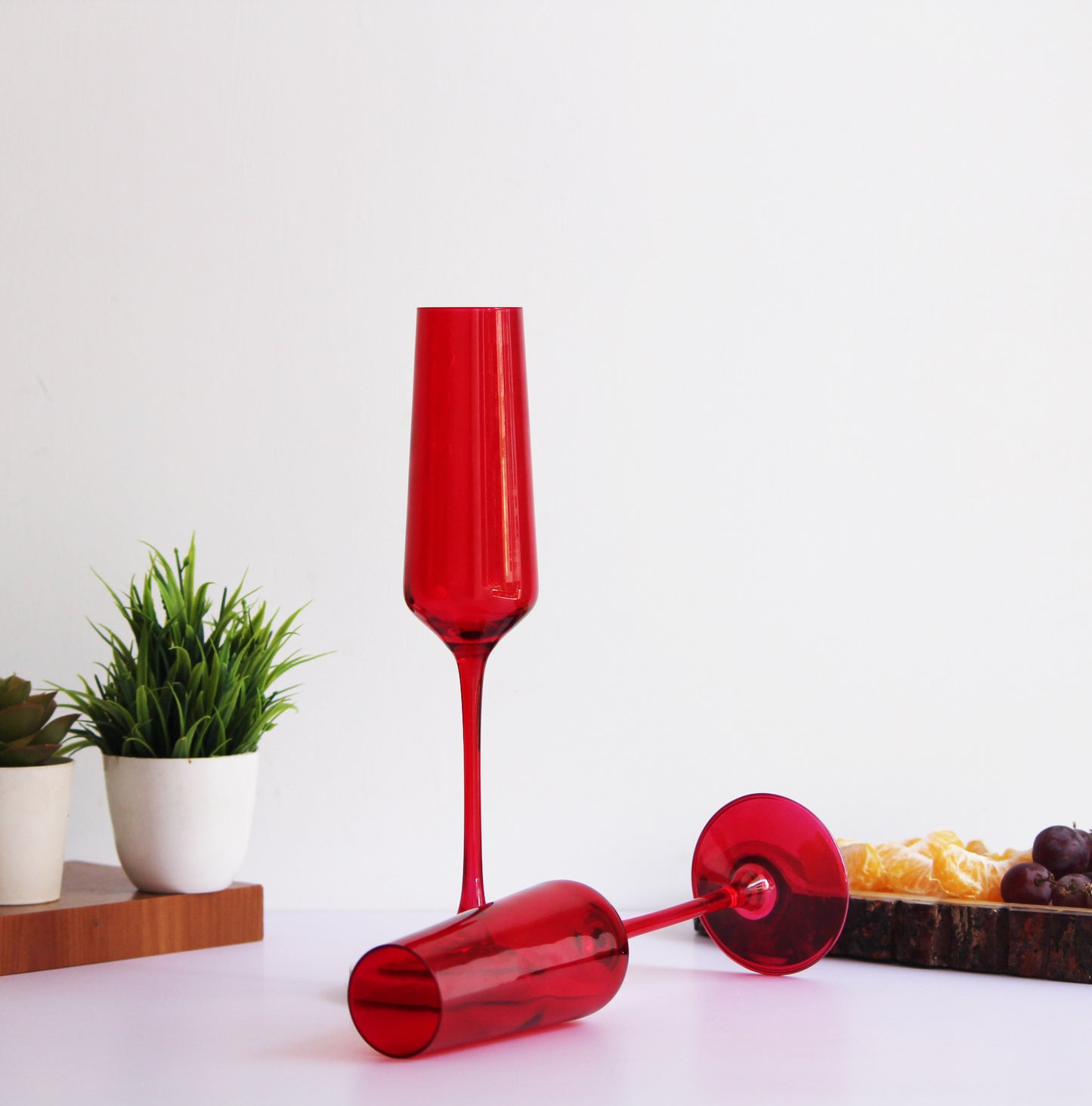 Ruby Red Flute Glass | Set of 2