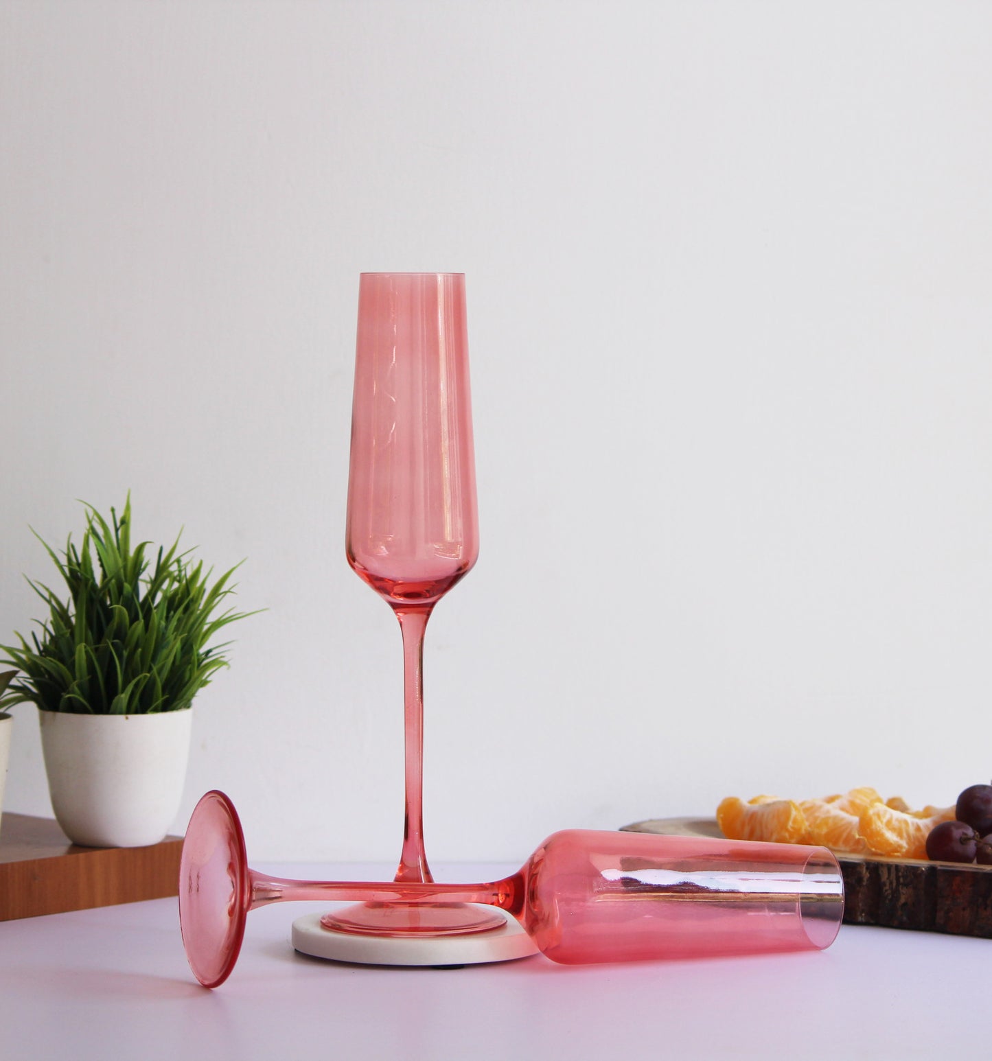 Pretty Peach Flute Glass | Set of 2