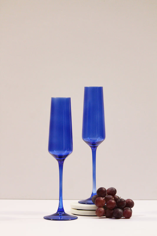 Jewel Blue Flute Glass | Set of 2