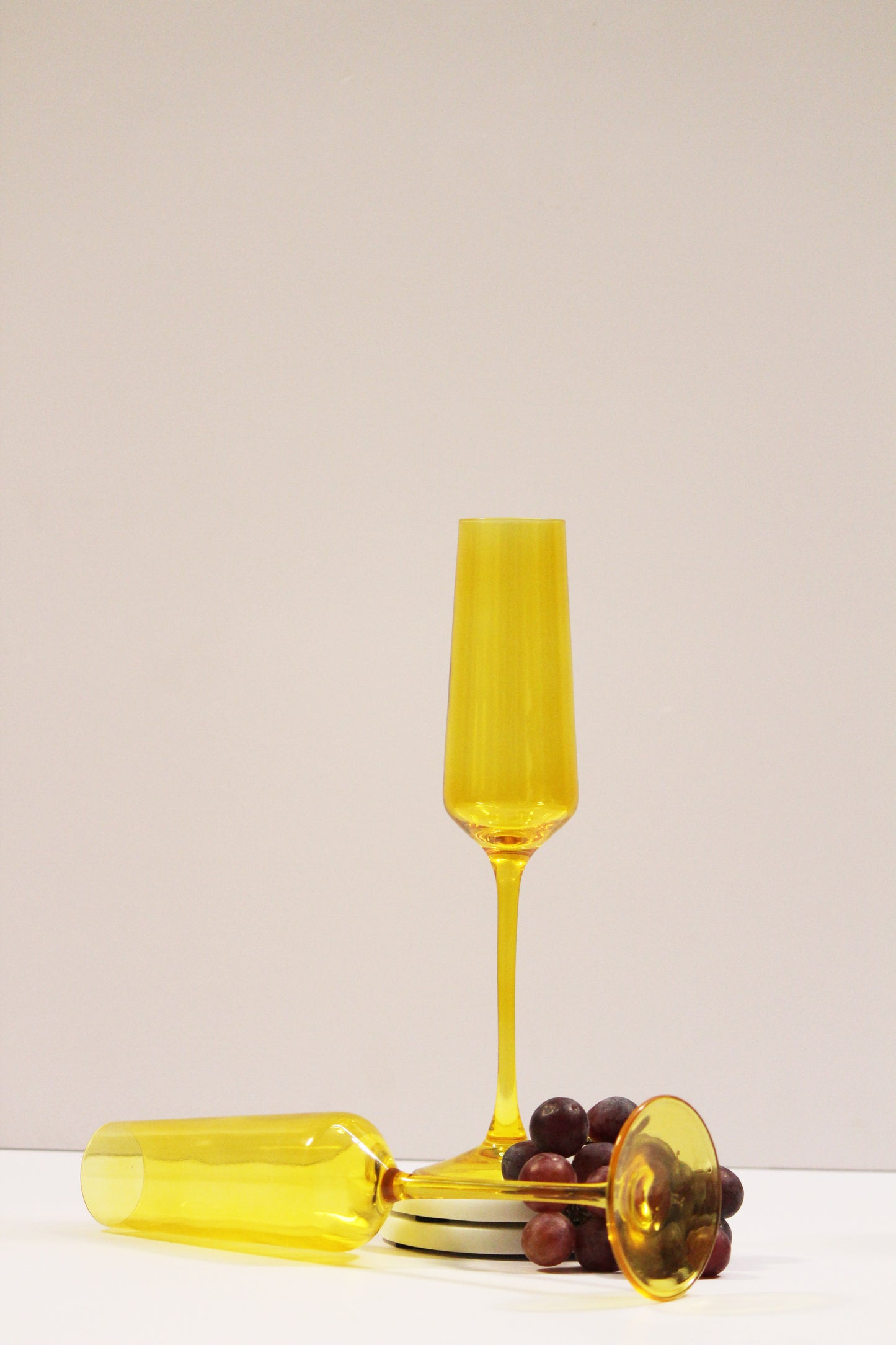Golden Yellow Flute Glass | Set of 2