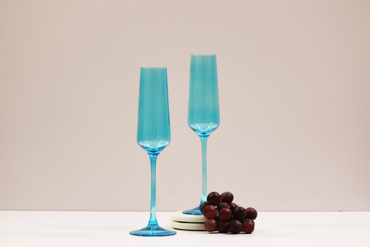 Clear Blue Flute Glass | Set of 2