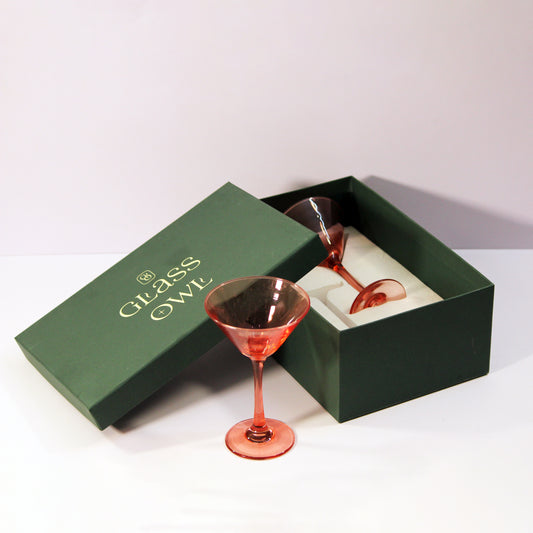 Pretty Peach Martini Glass | Set of 2