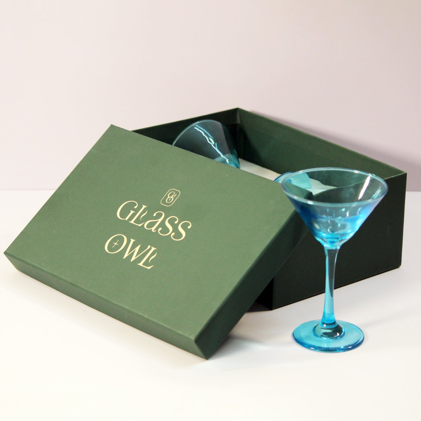Clear Blue Martini Glass | Set of 2