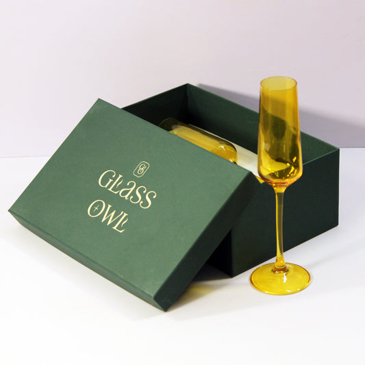 Golden Yellow Flute Glass | Set of 2