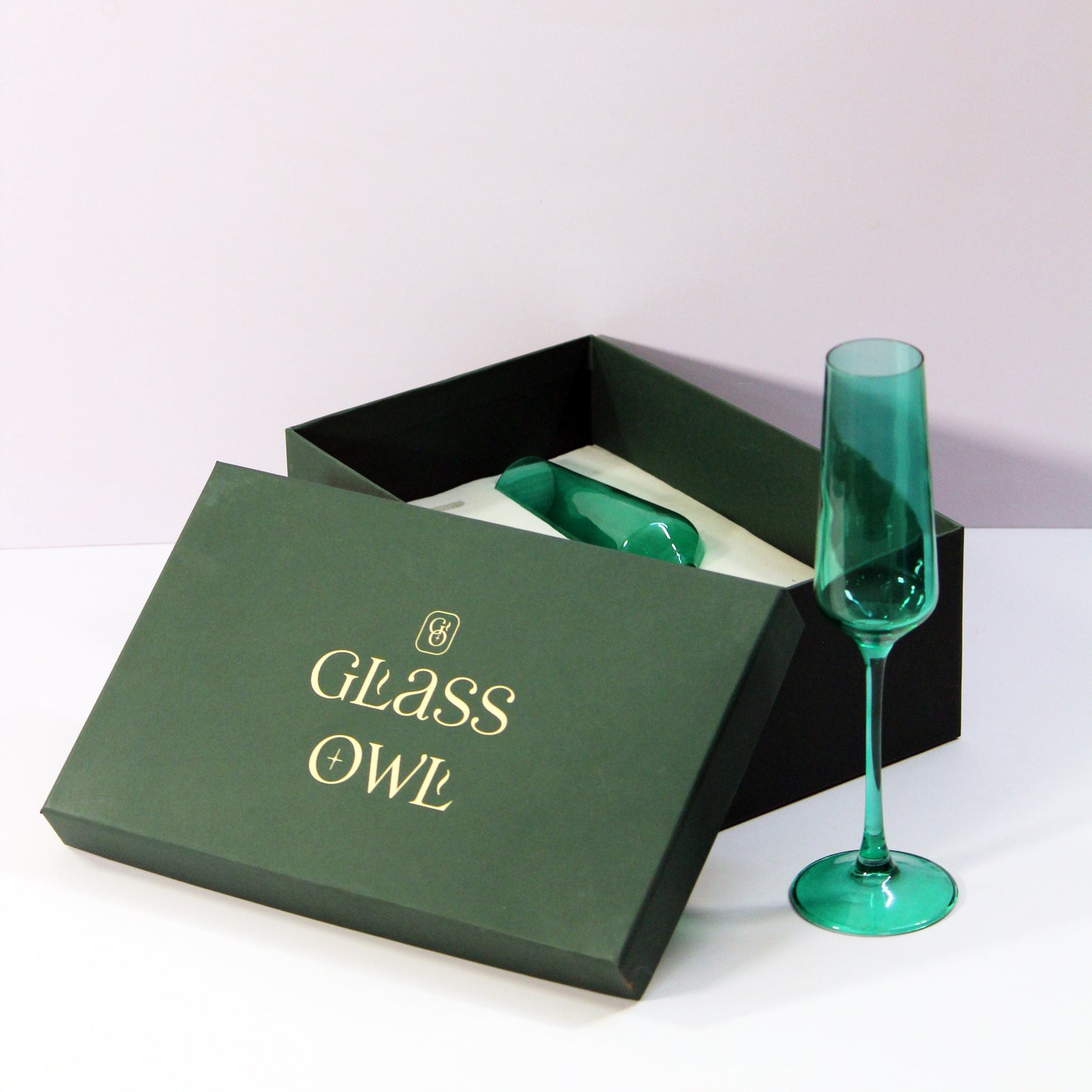Emerald Green Flute Glass | Set of 2