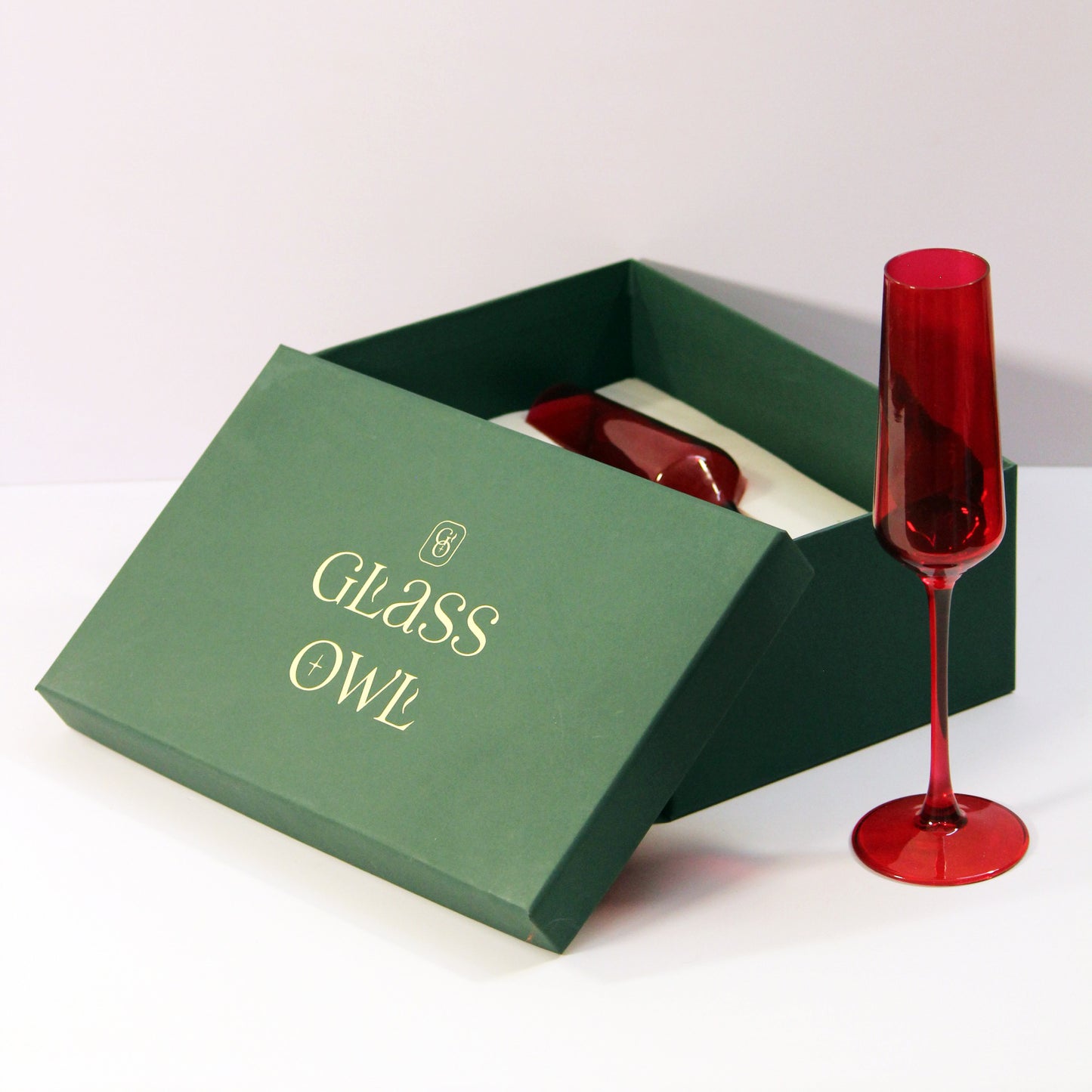 Ruby Red Flute Glass | Set of 2
