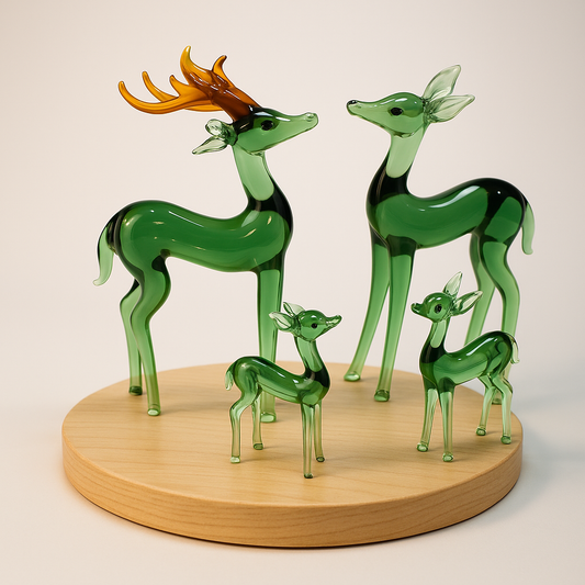 Forest Echo | Green Glass Deer Family