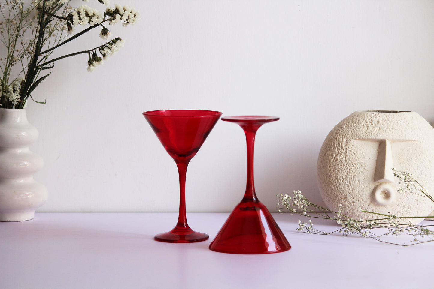 Ruby Red Martini Glass | Set of 2