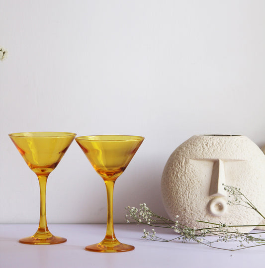 Golden Yellow Martini Glass | Set of 2