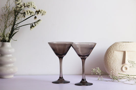 Smoke Grey Martini Glass | Set of 2