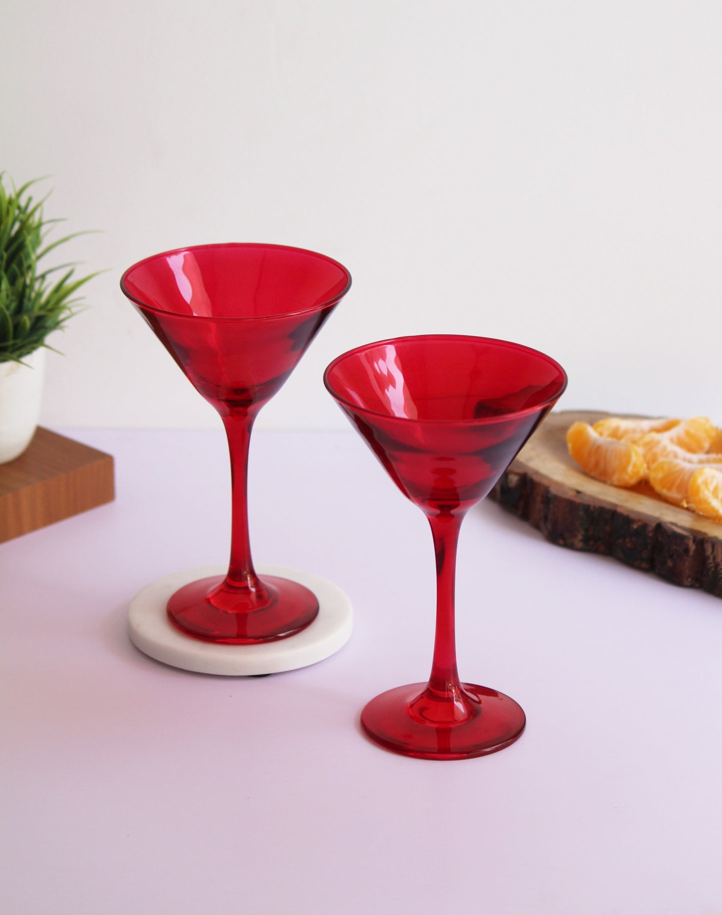 Ruby Red Martini Glass | Set of 2