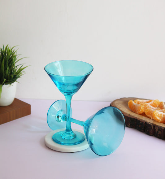 Clear Blue Martini Glass | Set of 2