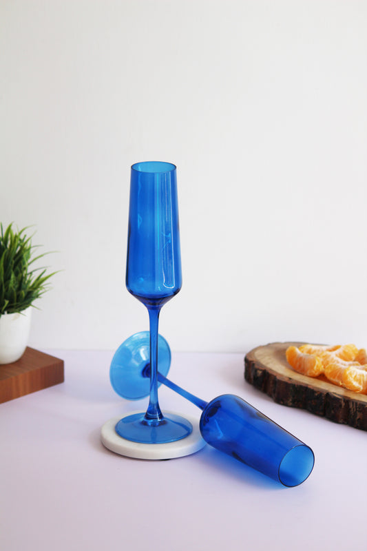 Jewel Blue Flute Glass | Set of 2