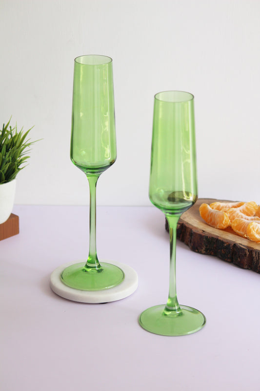 Lime Green Flute Glass | Set of 2