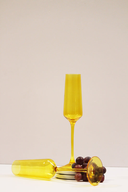 Golden Yellow Flute Glass | Set of 2