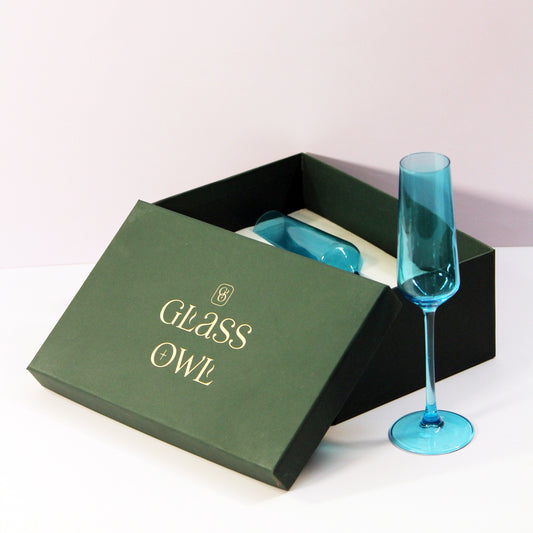 Clear Blue Flute Glass | Set of 2